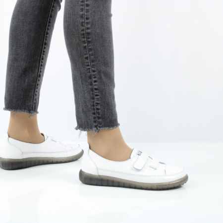 KRAUS кожаные белые полуботинки на липучке 