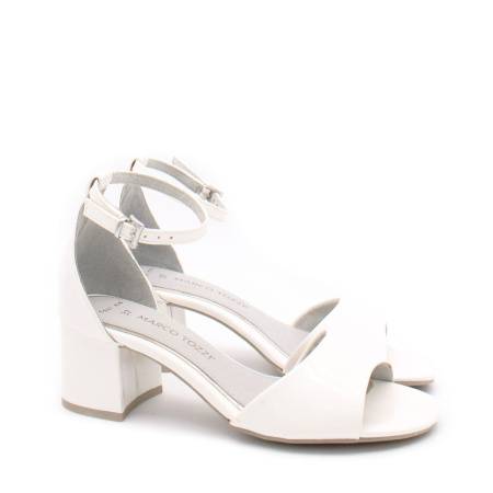 Белые лаквоые босоножки с ремешком MARCO TOZZI 