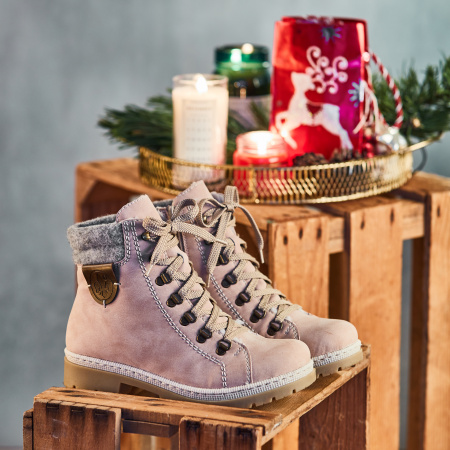 Розовые ботинки из нубука RIEKER