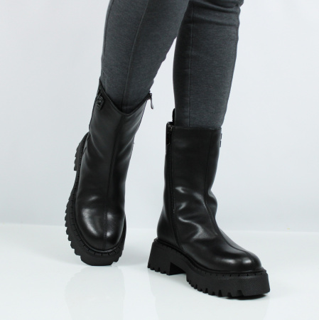 LUKME, 22W18-97-101Z, Полусапоги жен. нат.кожа/шерсть/резина/черный (10-23)