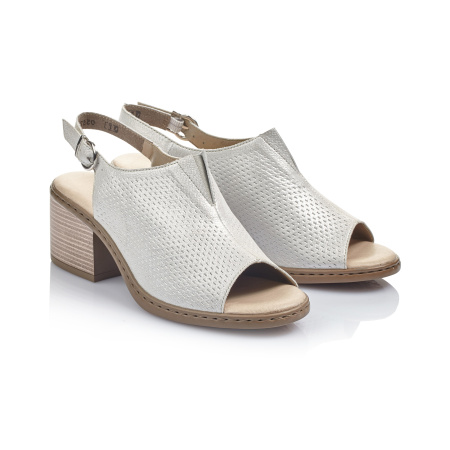 Белые босоножки на устойчивом каблуке RIEKER