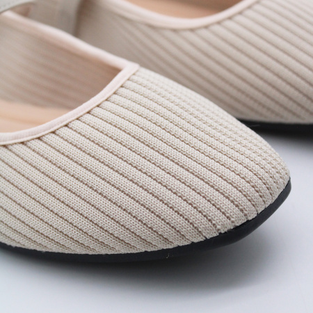 SPUR бежевые текстильные балетки мэри-джейн