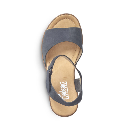 Синие босоножки на комбинированной танкетке RIEKER