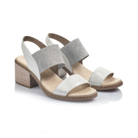 Белые босоножки из кожи на каблуке RIEKER