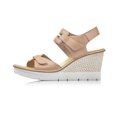 Розовые босоножки на танкетке RIEKER