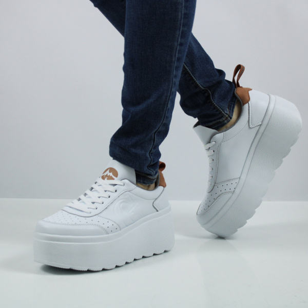 GRUNBERG кеды белые на высокой подошве