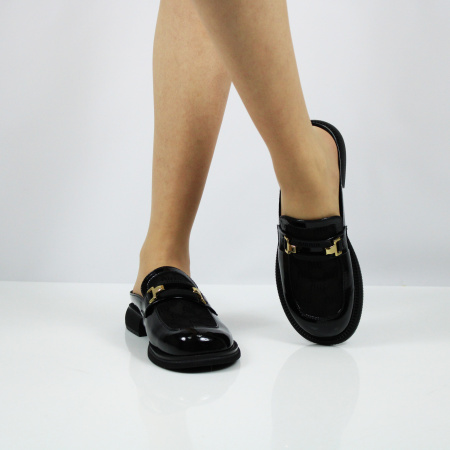 LUKME сабо лаковые в классическо черном исполнении