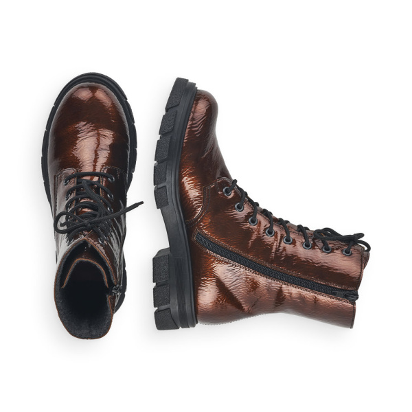 Коричневые лаковые ботинки на тракторной подошве RIEKER