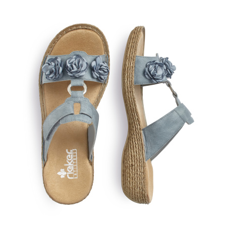 Синие сабо с цветочным декором