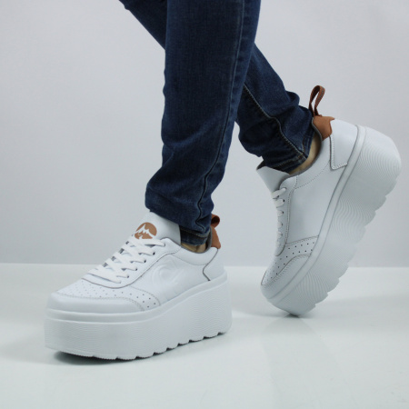 GRUNBERG кеды белые на высокой подошве