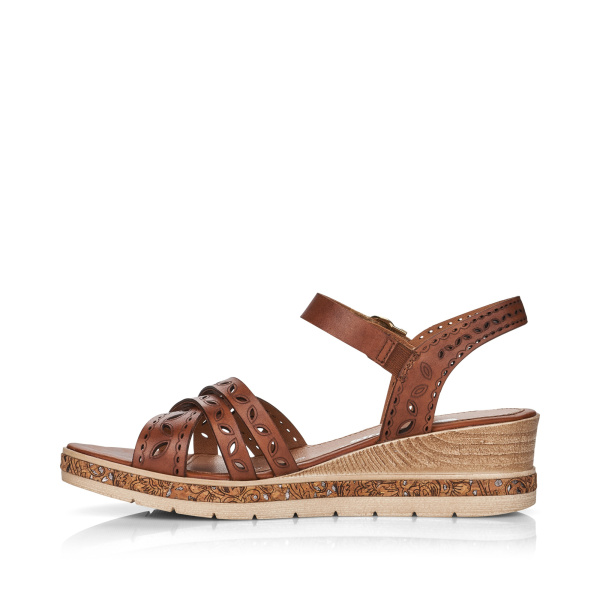 Коричневые босоножки на танкетке REMONTE