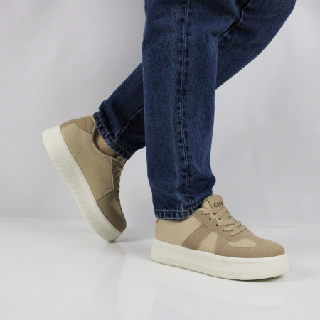 COVANI SPORT кеды на высокой подошве бежевого цвета