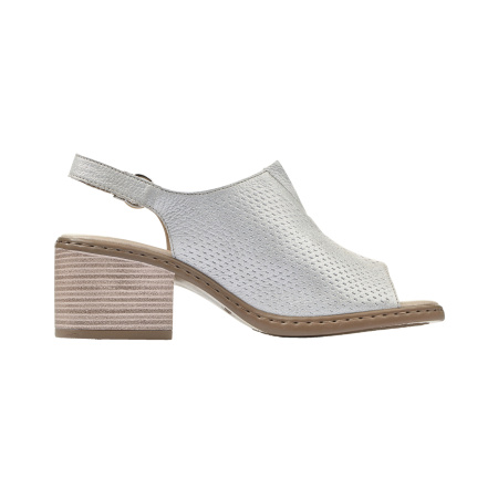 Белые босоножки на устойчивом каблуке RIEKER