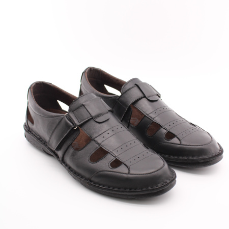 SHOIBERG, 739-55-04-01, Сандалии муж. нат.кожа/текстиль/черный (06-22)