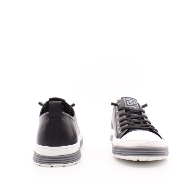 Черные кожаные кеды на белой подошве RESPECT