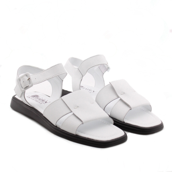 BADEN белые сандалии на черной подошве