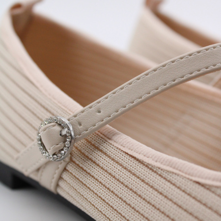 SPUR бежевые текстильные балетки мэри-джейн