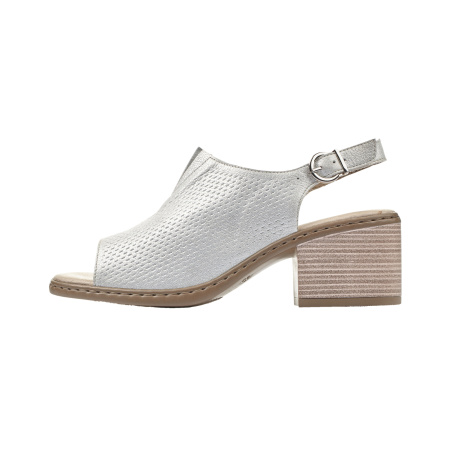 Белые босоножки на устойчивом каблуке RIEKER