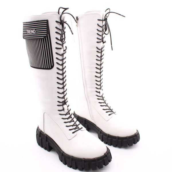 KRAUS сапоги белые на шнуровке