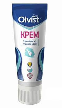 OLVIST Крем для гладкой обуви с губкой БЕЛЫЙ 75мл