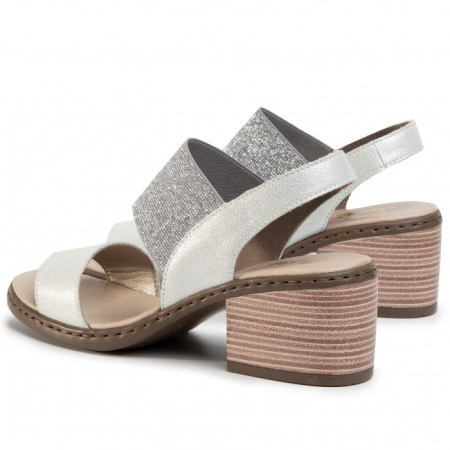 Белые босоножки из кожи на каблуке RIEKER