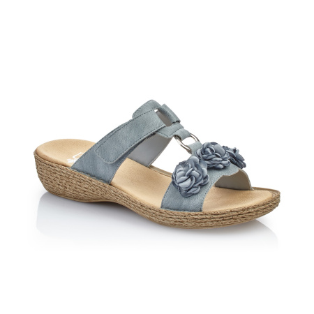 Синие сабо с цветочным декором