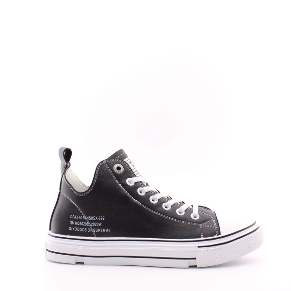 Высокие черно-белые кеды с резиновыми шнурками TOFA