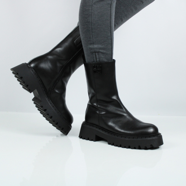 LUKME, 22W18-97-101Z, Полусапоги жен. нат.кожа/шерсть/резина/черный (10-23)