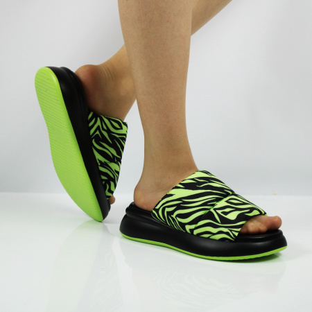 KEDDO сабо с принтом под зебру выполнены в черно-зеленой гамме