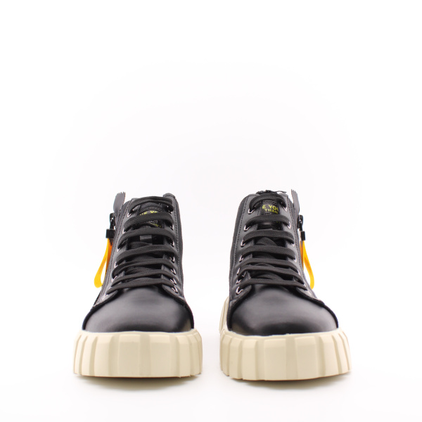 Высокие чёрные кеды из текстиля на объемной подошве MADELLA