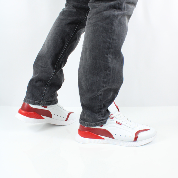 Красно-белые кожаные кроссовки NexPero