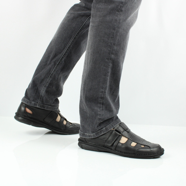 SHOIBERG, 739-55-04-01, Сандалии муж. нат.кожа/текстиль/черный (06-22)