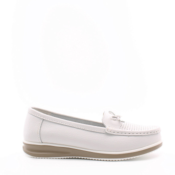 Мокасины белые из натуральной кожи BONAVI