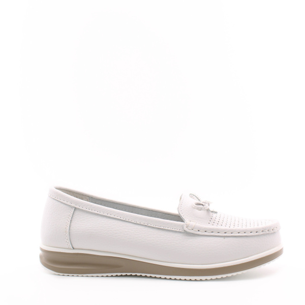 Мокасины белые из натуральной кожи BONAVI