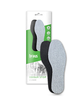BRAUS стельки ODOUR STOP(хлопковая ткань+латекс c активированным углем) БЕЗРАЗМЕРНЫЕ
