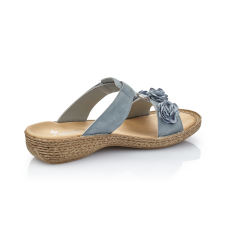 Синие сабо с цветочным декором