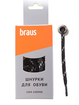 Шнурки BRAUS 180см толстые ЧЕРНО-БЕЖЕВЫЕ