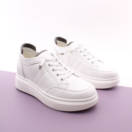 LUKME белые кожаные кеды на скрытой танкетке