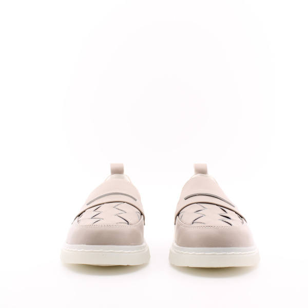 Бежевые лоферы с декором RESPECT