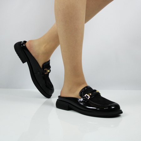 LUKME сабо лаковые в классическо черном исполнении