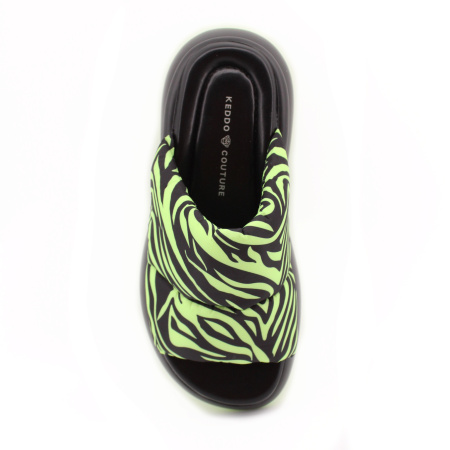 KEDDO сабо с принтом под зебру выполнены в черно-зеленой гамме