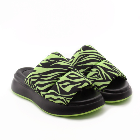 KEDDO сабо с принтом под зебру выполнены в черно-зеленой гамме