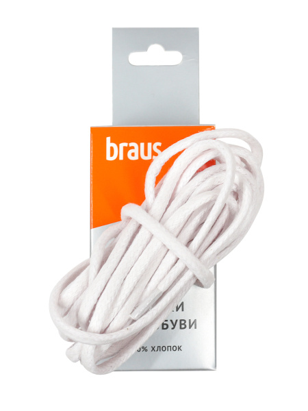 Шнурки BRAUS 90см толстые с пропиткой БЕЛЫЕ