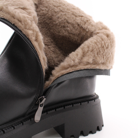 LUKME, 22W18-97-101Z, Полусапоги жен. нат.кожа/шерсть/резина/черный (10-23)