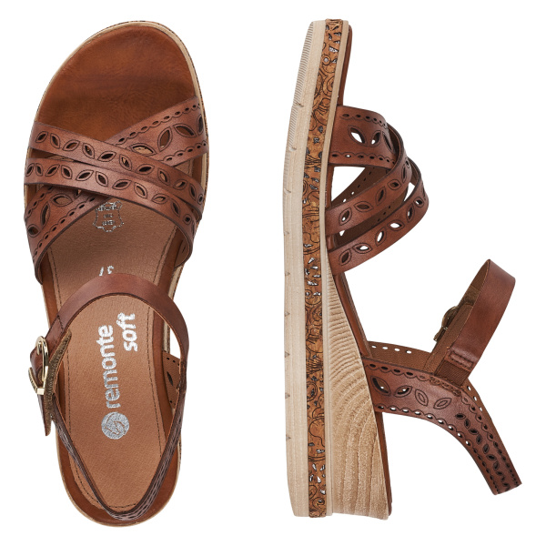 Коричневые босоножки на танкетке REMONTE