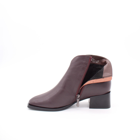 Ботильоны бордовые на среднем каблуке RESPECT