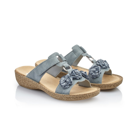 Синие сабо с цветочным декором